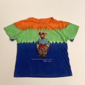 Polo Ralph Lauren Polo Bear T-Shirt Tie-Dye Orange Green Blue Boy Size 3/3T